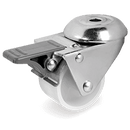 Ф50мм. Бяло полиамидно колело с отвор и спирачка - 327302 Tellure Rota