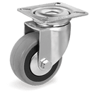 Серия 37 Въртящи колела на MC планка, сива гума/полипропилен - Tellure Rota