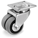 Серия 37 Двойни въртящи колела на MC планка, сива гума/полипропилен - Tellure Rota