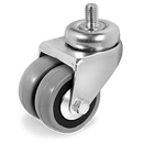 Серия 37 Двойни колела с шпилка на MC вилка, сива гума/полипропилен - Tellure Rota