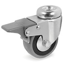 Серия 37 Колела с отвор и спирачка на MC вилка, сива гума/полипропилен - Tellure Rota