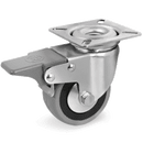 Серия 37 Въртящи колела със спирачка на MC планка, сива гума/полипропилен - Tellure Rota