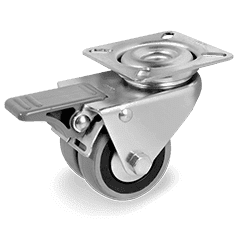 Серия 37 Двойни въртящи колела със спирачка на MC планка, сива гума/полипропилен - Tellure Rota - Nika.bg