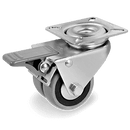 Серия 37 Двойни въртящи колела със спирачка на MC планка, сива гума/полипропилен - Tellure Rota