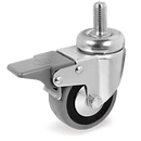 Серия 37 Колела с шпилка и спирачка на MC вилка, сива гума/полипропилен - Tellure Rota