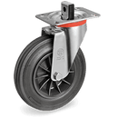 Ф200мм. Колело с централна спирачна система, черна гума/полипропилен - 524206 Tellure Rota