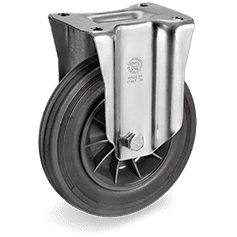 Серия 52 Стационарни колела на NL планка, черна гума/полипропилен - Tellure Rota - Nika.bg