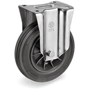 Серия 52 Стационарни колела на NL планка, черна гума/полипропилен - Tellure Rota