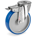 Серия 61 INOX Въртящи колела с отвор и спирачка на NLX вилка, термопластичен полиуретан/полиамид - Tellure Rota