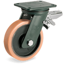 Серия 63GH Въртящи колела на EE MHD планка със спирачка, Vulkollan®/чугун - Tellure Rota