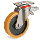 Серия 64 Въртящи колела на усилена P планка/спирачка, TR полиуретан/чугун - Tellure Rota