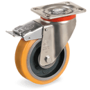 Серия 64 Въртящи колела на усилена P планка/спирачка, TR полиуретан/чугун - Tellure Rota