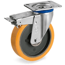 Серия 64 Въртящи колела на M планка със спирачка, TR полиуретан/чугун - Tellure Rota