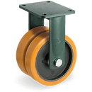 Серия 64 Двойни колела, стационарни на EEG HD планка, TR полиуретан/чугун - Tellure Rota