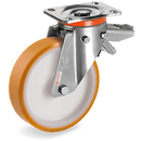 Серия 66 INOX Въртящи колела на усилена PX планка със спирачка, TR полиуретан/ полиамид - Tellure Rota