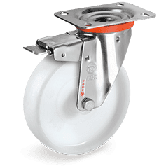 Серия 68 INOX Въртящи колела на NLX планка със спирачка, полиамид 6 - Tellure Rota - Nika.bg