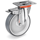 Серия 71 INOX Въртящи колела на NLX планка със спирачка, термопластична гума/полипропилен - Tellure Rota