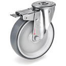 Серия 71 INOX Въртящи колела с отвор и спирачка на NLX вилка, термопластична гума/полипропилен - Tellure Rota