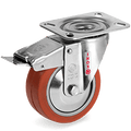 СЕРИЯ 72GS INOX, +250°С Високотемпературно колело, въртящо на NLX планка със спирачка, силиконова гума/алуминий - Tellure