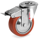 СЕРИЯ 72GS INOX, +250°С Високотемпературно колело, с отвор и спирачка на NLX вилка, силиконова гума/алуминий - Tellure Rota