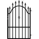 Еднокрила оградна врата POLIS с елегантен дизайн и здрави метални елементи, подходяща за монтаж.