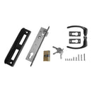 Комплект за заключване с ключове и дръжка, включващ механизъм и крепежни елементи за врата.