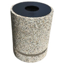 Бетонен кош с метален капак и ринг за чувал, с размери 45 см ширина и 64 см височина.