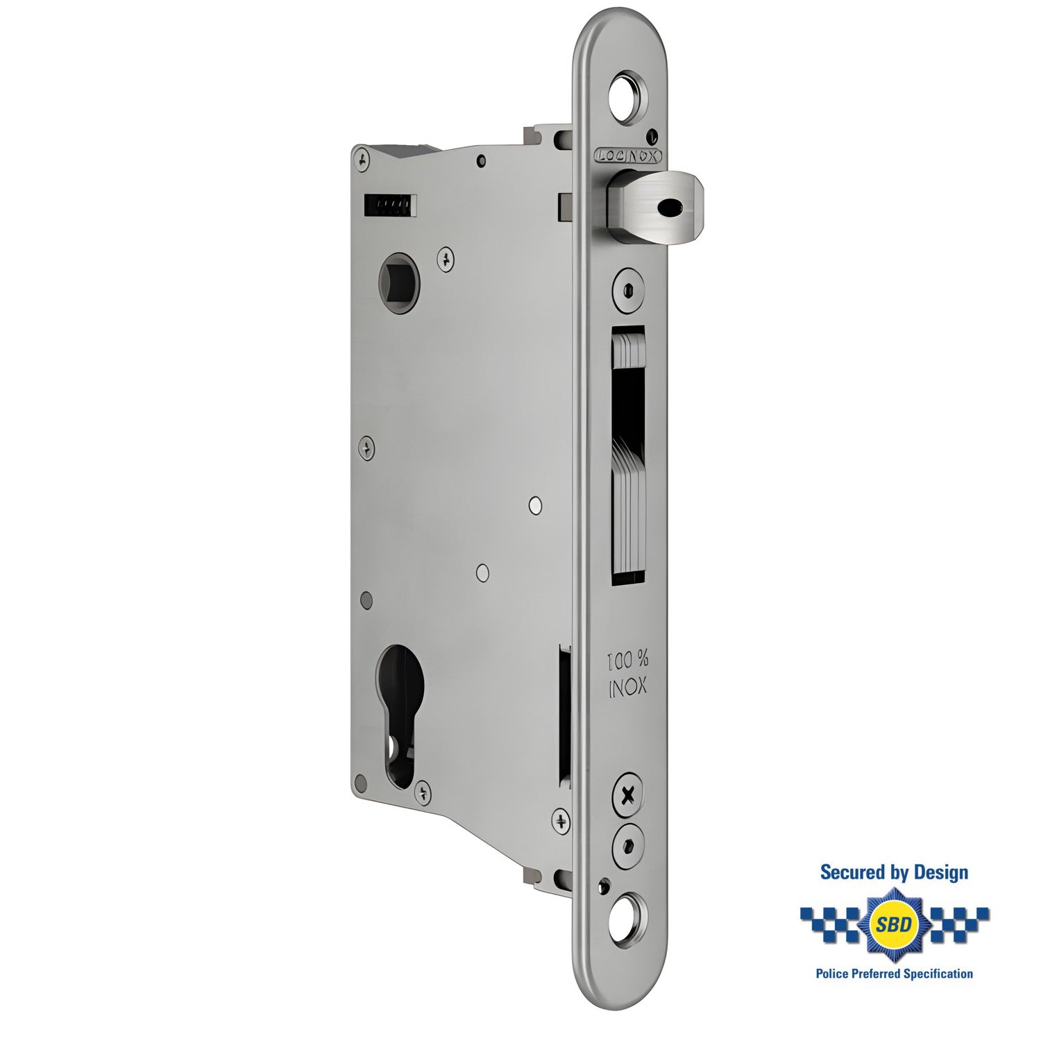 Брава за вграждане Eightylock Locinox за профил с минимална ширина 80 мм.