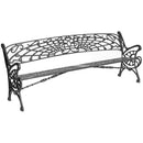 Дизайнерска чугунена пейка с изискани детайли, вдъхновена от моста Голдън Гейт.