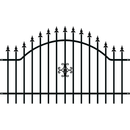 Оградна система RODOS в черен цвят с орнамент и върхове, идеална за естетична и здрава защита.