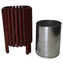 Кош с дървени дъски и метална кофичка, изцяло изработен от стомана и тропическо дърво.