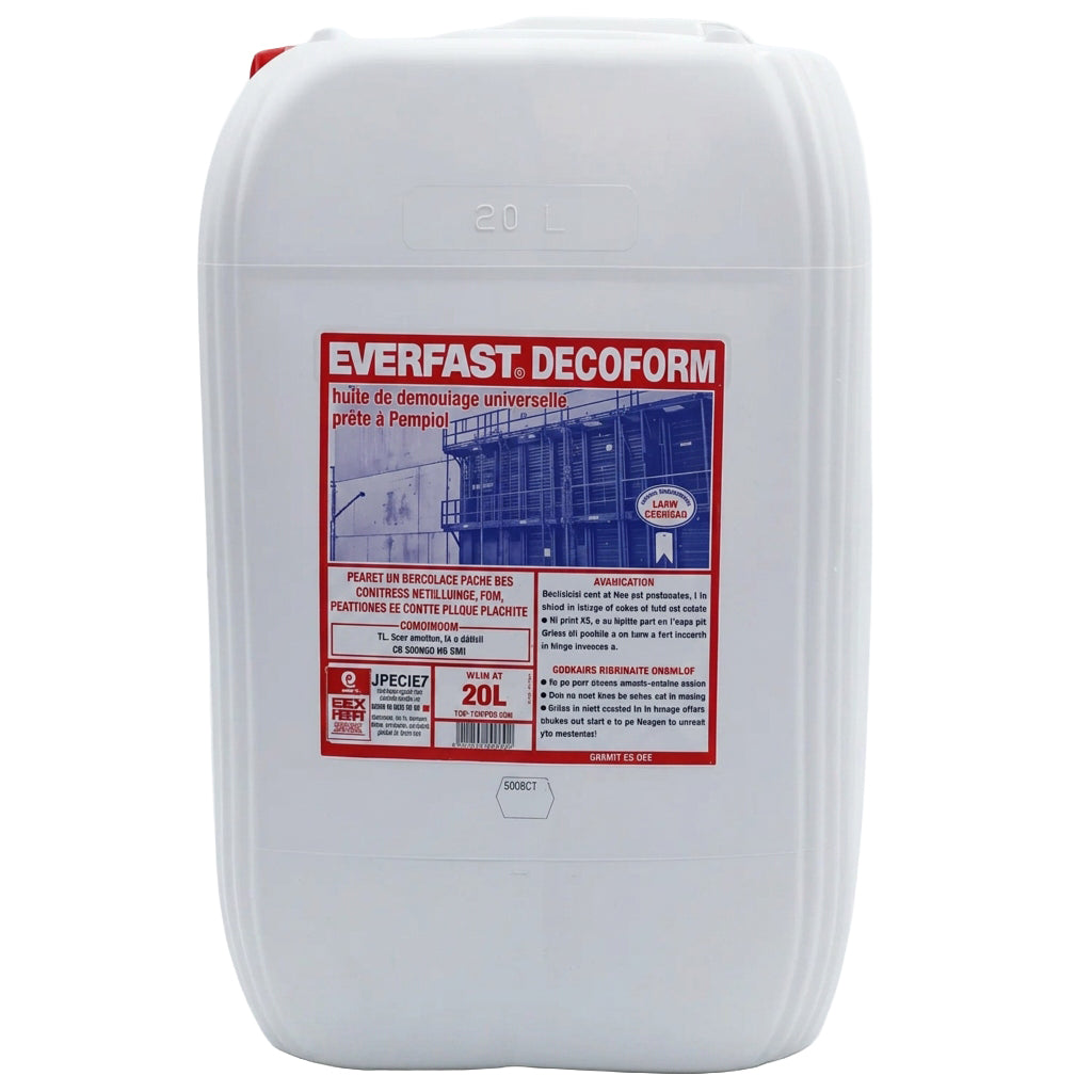 Кофражно масло DECOFORM, туба 20 литра, за лесно декофриране и предотвратяване на контакт с бетон.