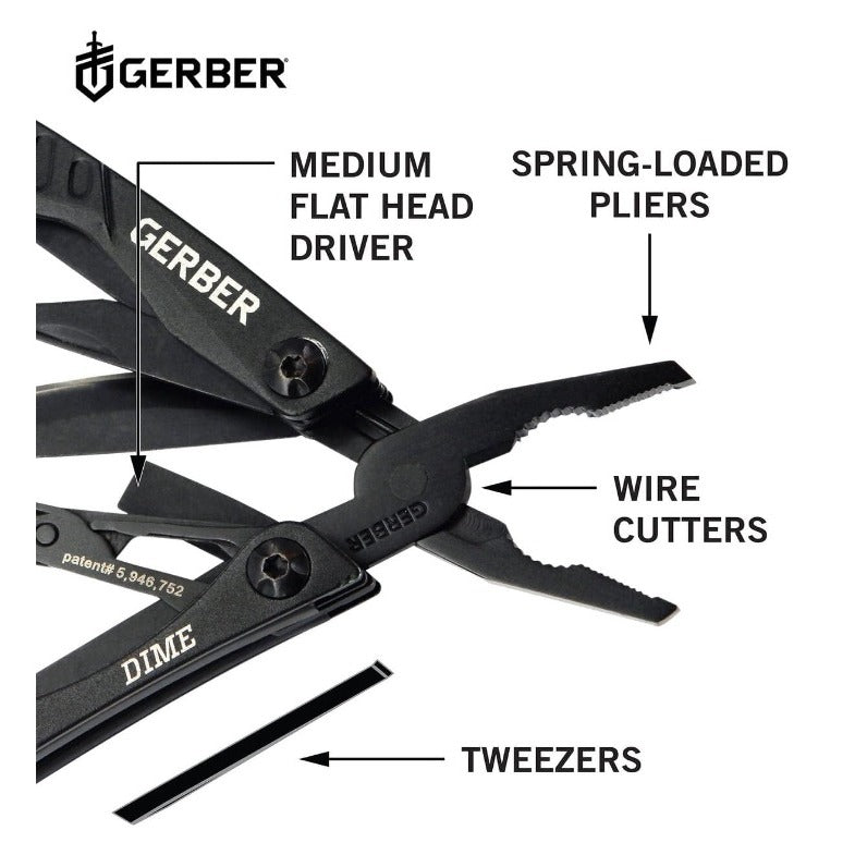 Джобен мултитул GERBER Dime, цвят черен