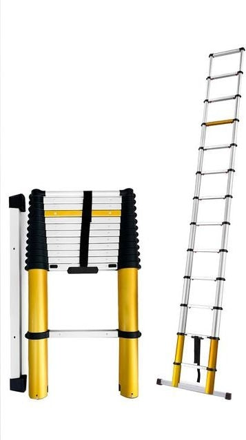Алуминиева телескопична стълба, 3.80 метра работна височина с 13 стъпала, DRABEST TELE MAX