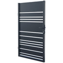 Еднокрила оградна врата LAVENDER в антрацитен цвят с дизайнерски линии и заключващ механизъм.