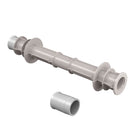 Тръбен дистанционер за кофраж с две тапи, изработен от PVC, подходящ за стени с дебелина 250 мм.