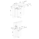 Схема на хидравличен затварящ механизъм за врата LION с размери и детайли.