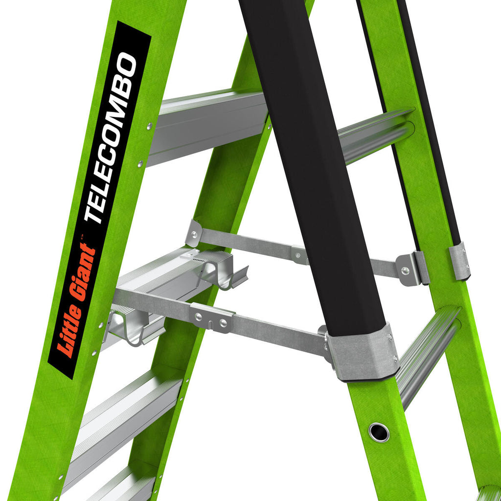 Двураменна стълба от фибростъкло 5+4 стъпала Little Giant TELECOMBO с GROUND CUE, V-bar и двупозиционни пети