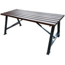 Дървена паркова маса за пикник с метална конструкция, идеална за градини и обществени места. Размери: 180 x 72 x 74 см.