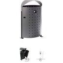 Метален кош за смет с пепелник, изработен от стомана, устойчив на атмосферни влияния, с възможност за фиксиране.