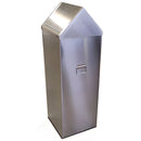 Метален неръждаем кош H100 с капак, изработен от неръждаема стомана, подходящ за външна употреба.