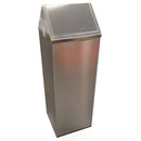 Различен изглед на метален неръждаем кош H100 с капак, изработен от неръждаема стомана, подходящ за външна употреба.