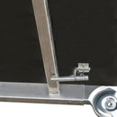 Детайл от мултиборд за сгъваема стълба Krause, включващ алуминиева конструкция и закрепващ механизъм.