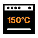 Тенджера Fiskars Functional Form 3.0 литра във фурна до 150°C - икона за безопасна употреба