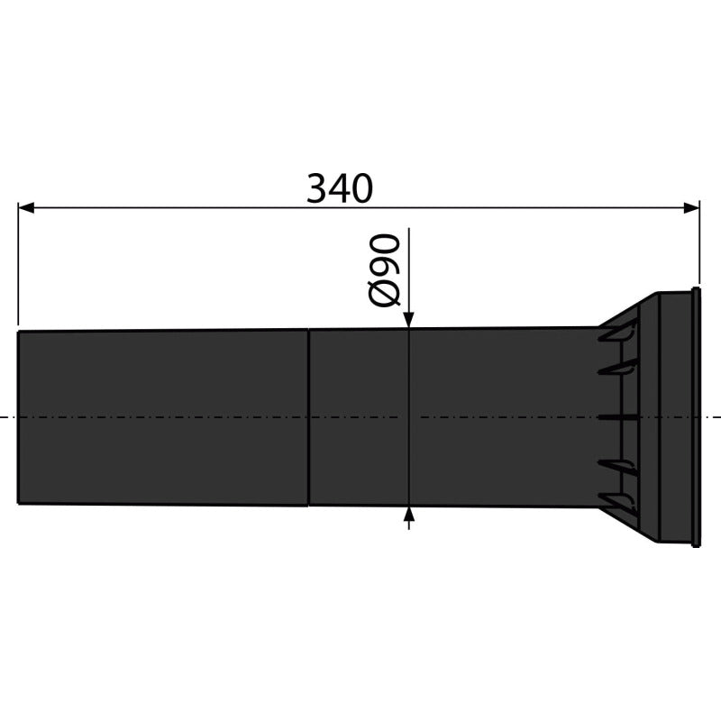 Тръба за мръсна вода за конзолна тоал.чиния к-т с упл.,340мм/Ф90