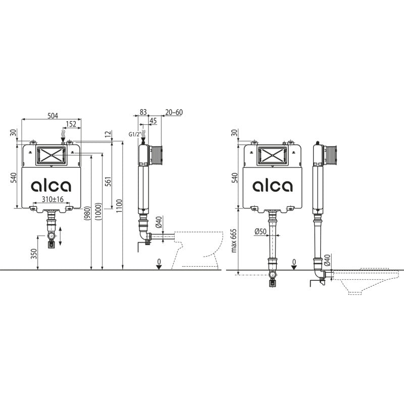 Тоалетно казанче за вграждане - SLIM - AМ1112 Alca