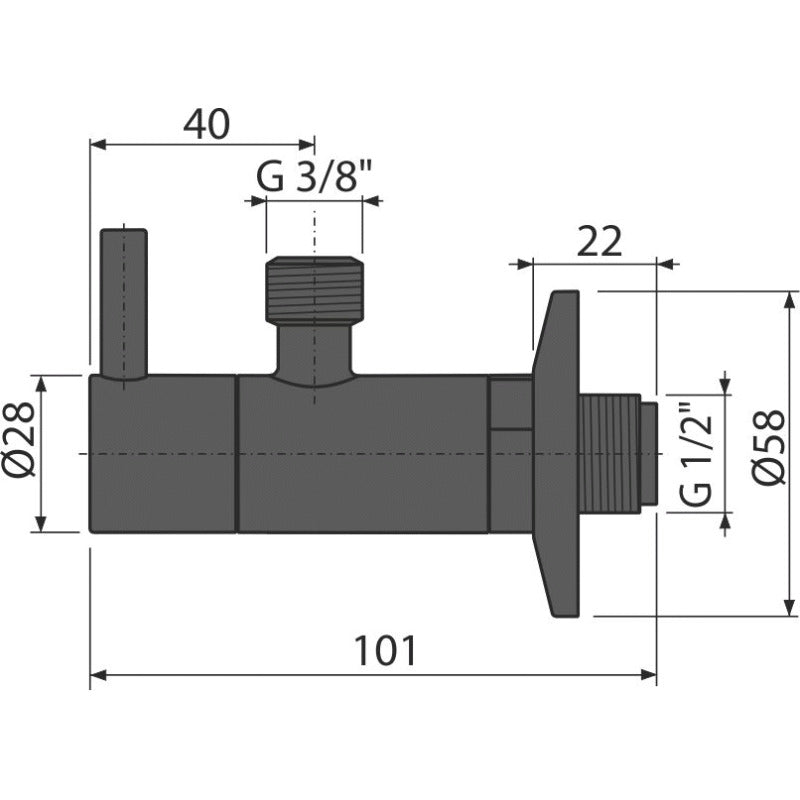Кран ъглов с филтър 1/2“-3/8“ ,черен мат, овален (към сифон „DESIGN“)