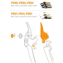 Острие, пружина и винт за лозарска ножица Fiskars PowerGear P961