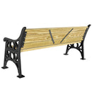 Дървена пейка с черни метални елементи, вдъхновена от скандинавския дизайн и архитектура.