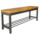 Метална пейка без облегалка Пекин с дървени седалки, размери 100 x 30 x 45 см, компактен дизайн за вътрешни пространства.